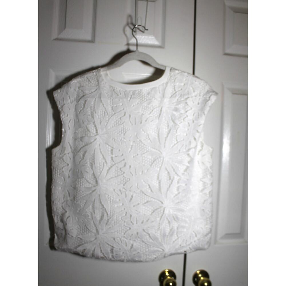Corey Lynn Calter Anthropologie White Lace Tina Blouse sz L - Picture 3 of 4